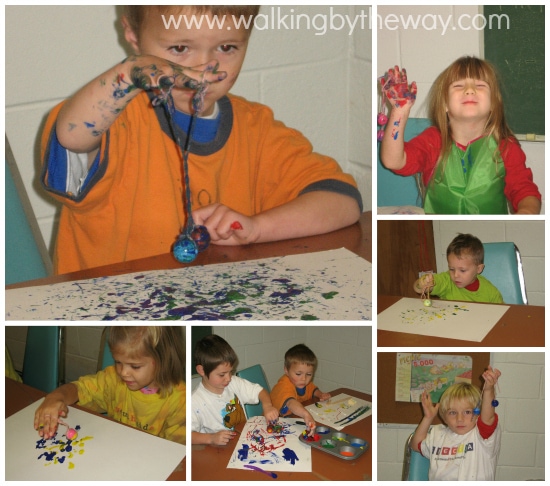 Dancing Beads Process Art for Preschool Homeschool Co-op Class