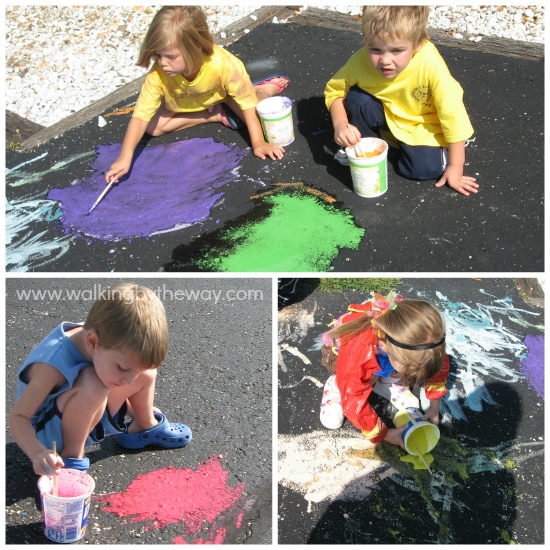 Homemade Sidewalk Paint Preschool Process Art for Homeschool Co-op Class