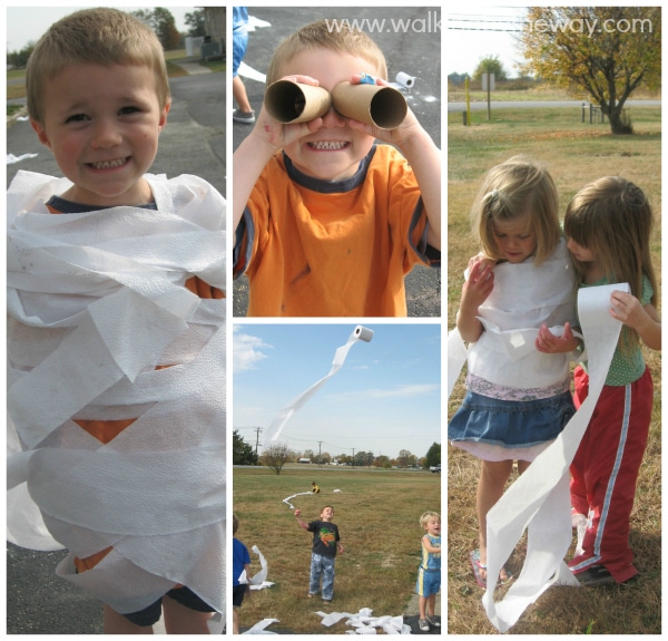 Toilet Paper Play Day for "Let's Make a Mess" Preschool Homeschool Co-op Art Class