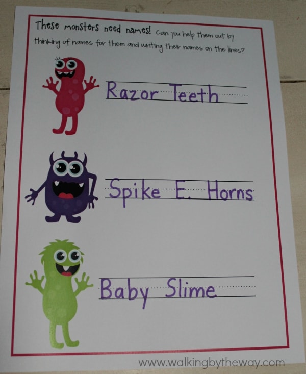 Monster Mash Kindergarten Kit -- Monster Names