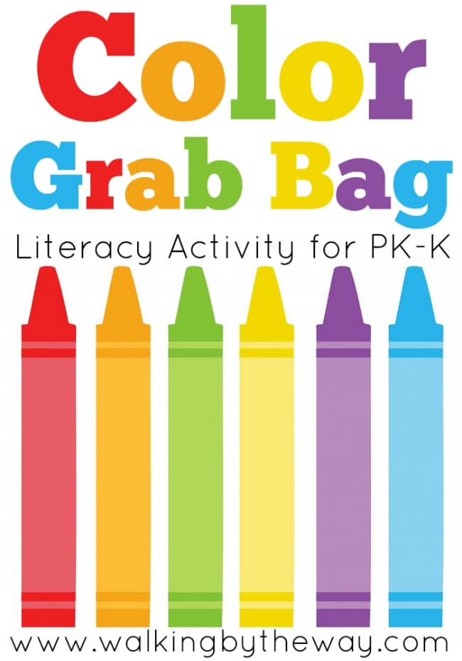 Color Grab Bag Literacy Activity for Preschool and Kindergarten from Walking by the Way. Teaches color words. This would also make a great, easy busy bag!