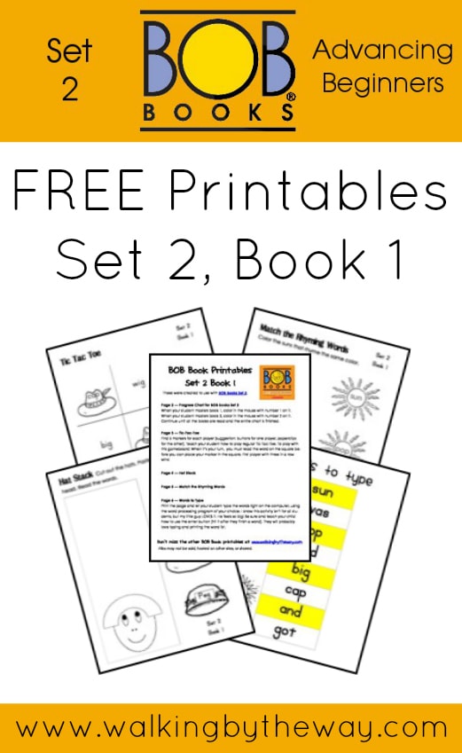 FREE Printables for BOB Books Set 2: Advancing Beginners  (Book 1) from Walking by the Way