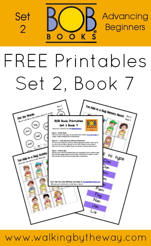 FREE Printables for BOB Books Set 2: Advancing Beginners  (Book 7) from Walking by the Way