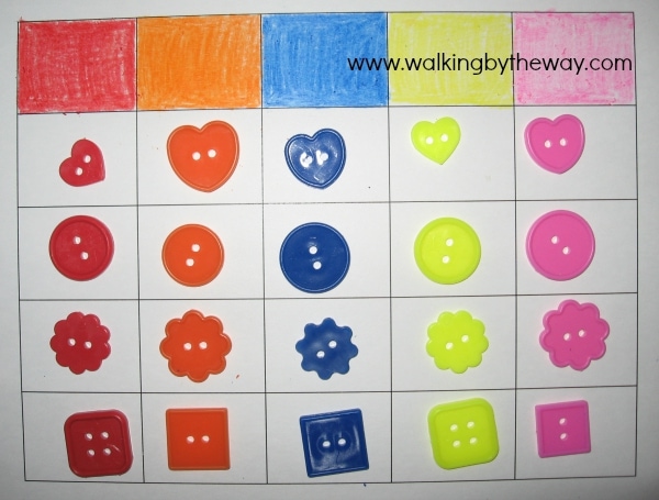 Preschool Busy Bag Button Graph from Walking by the Way
