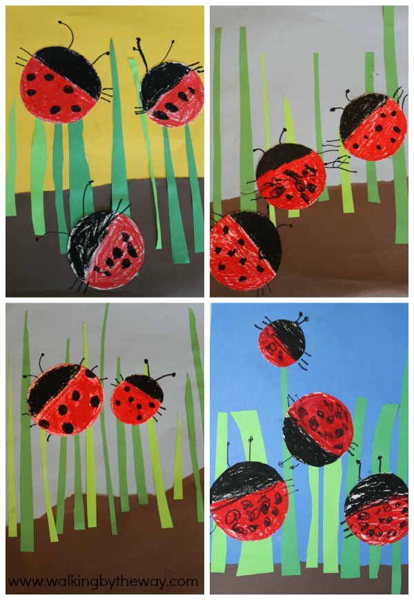Ladybugs Mixed Media Art Collages