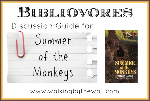 Bibliovores Disussion Guide for Summer of the Monkeys (Book Club Homeschool Co-op Class) from Walking by the Way