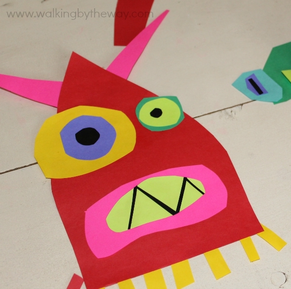 Cut Paper Monster Art Project inspired by Ed Emberley's Monster Books (Walking by the Way)