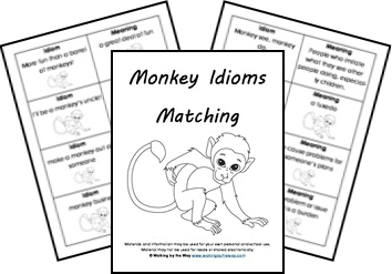 Monkey Idioms Matching Game for Summer of the Monkeys from Walking by the Way