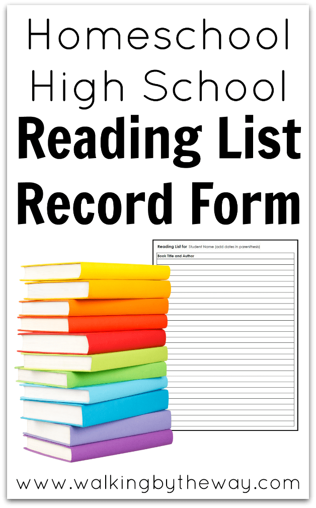 Homeschool High School Reading List Record Form -- an easy way to track the books your student reads!