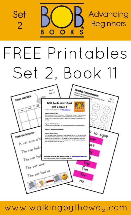 FREE Printables for BOB Books Set 2: Advancing Beginners  (Book 11) from Walking by the Way