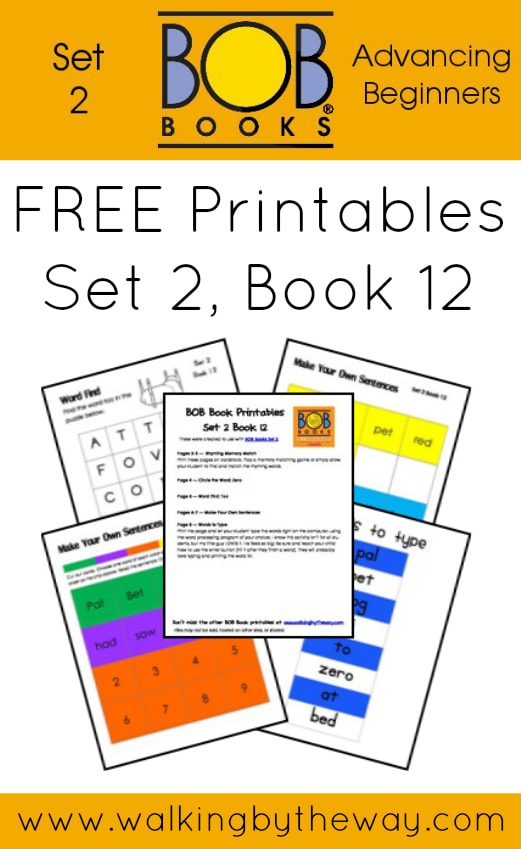 BOB Books Printables for Set 2, Book 12 Walking by the Way