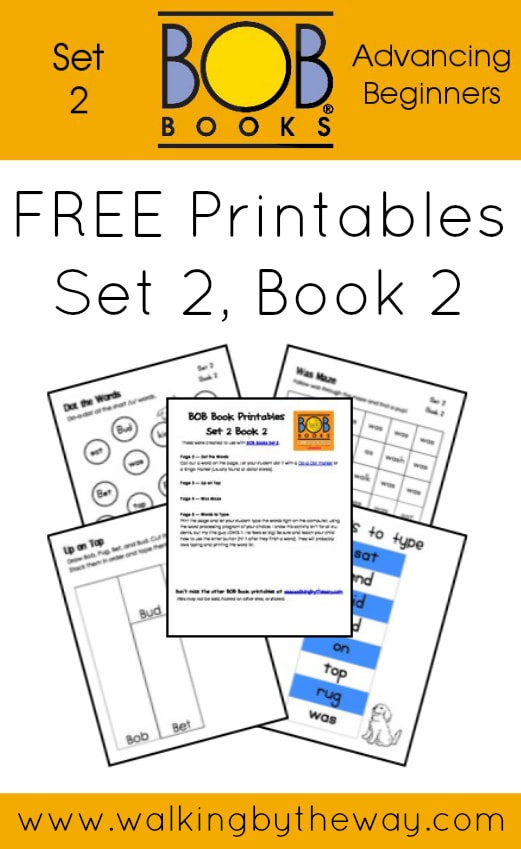 FREE Printables for BOB Books Set 2: Advancing Beginners  (Book 2) from Walking by the Way