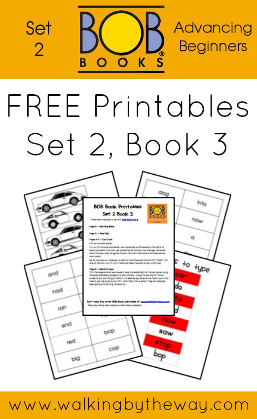 FREE Printables for BOB Books Set 2: Advancing Beginners  (Book 3) from Walking by the Way