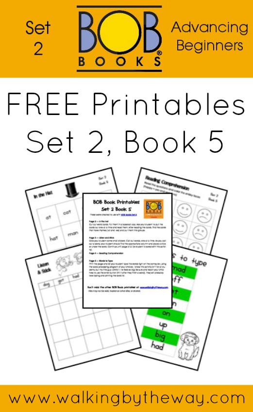 FREE Printables for BOB Books Set 2: Advancing Beginners  (Book 5) from Walking by the Way
