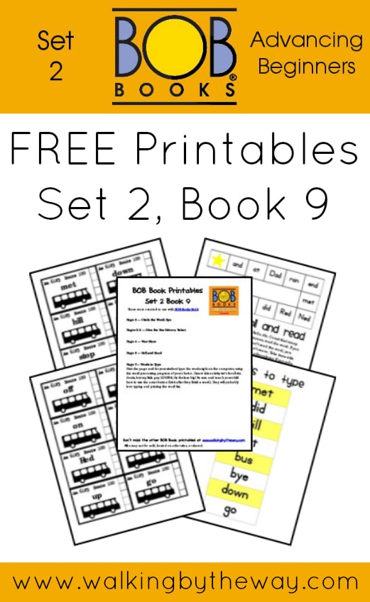 FREE Printables for BOB Books Set 2: Advancing Beginners  (Book 9) from Walking by the Way