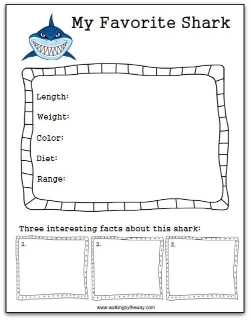Printable Shark Report Form (free) from Walking by the Way