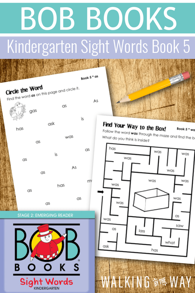BOB Books Sight Words Printables Book 5 Walking by the Way