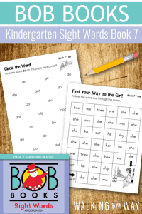 Bob Books Kindergarten Sight Words Printables