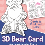 Free Printable 3D Bear Valentine Card for Kids